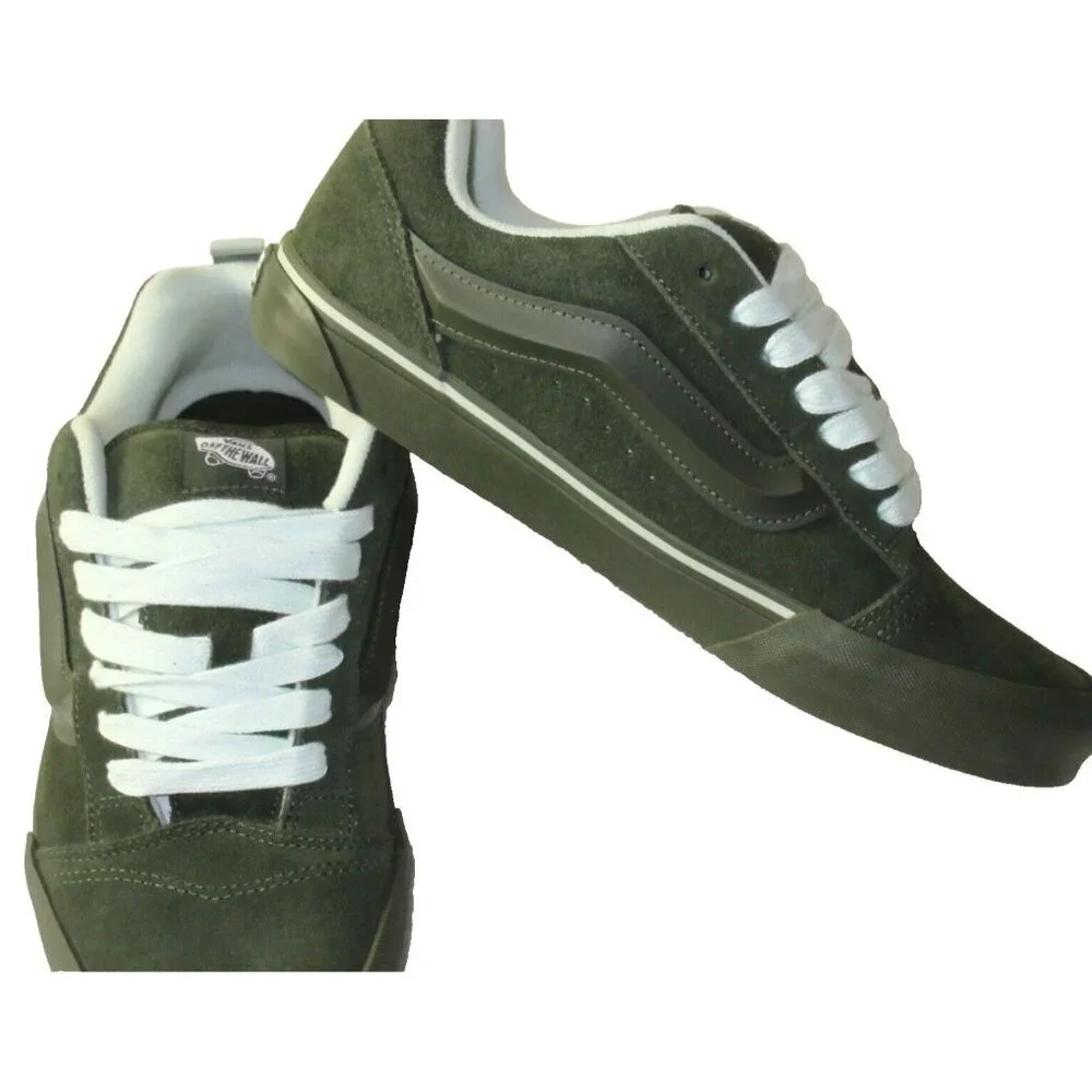 Vans Men's Knu Skool Utility Mono Olive Green Suede Skate Shoes sizes NIB - Picture 4 of 5